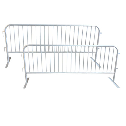ZUVELLO 2 Pack 8.5 Ft Steel Crowd Control Heavy Duty Interlocking Steel Safety Barriers Barricade Fence Frame Guard for Events Road Traffic Control, Galvanized Silver
