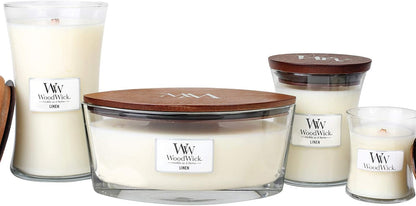 WoodWick Ellipse Scented Candle, Linen, 16oz - Up to 50 Hours Burn Time