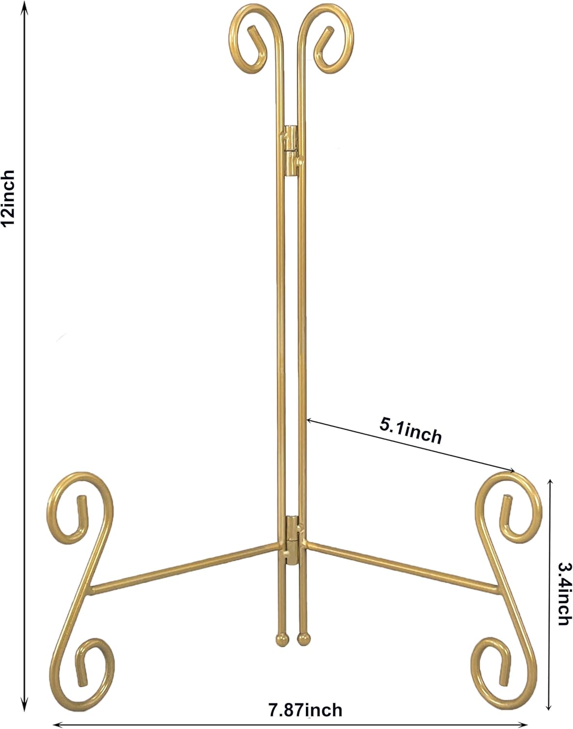 Plate Holder Display Stand, 12 Inch Gold Iron Easel for Large Platters, Photos, and Decorative Plates (1PACK)