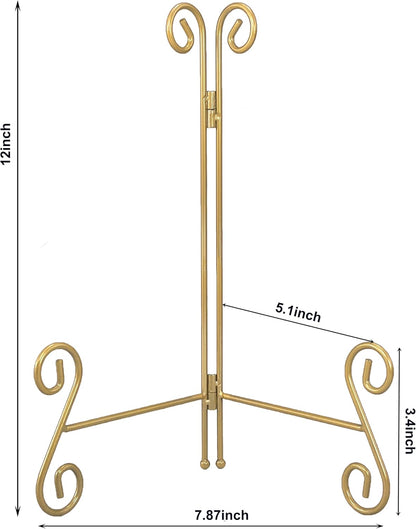 Plate Holder Display Stand, 12 Inch Gold Iron Easel for Large Platters, Photos, and Decorative Plates (1PACK)