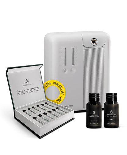 AromaPlan 2025 HVAC Waterless Oil Diffuser, Smart Scent Air Machine (2 Fragrances Included)- Whole House & Commercial Hotel Collection Diffuser| Cold Air Tech, App & Tourch Control,2000 Sq. Ft -Black