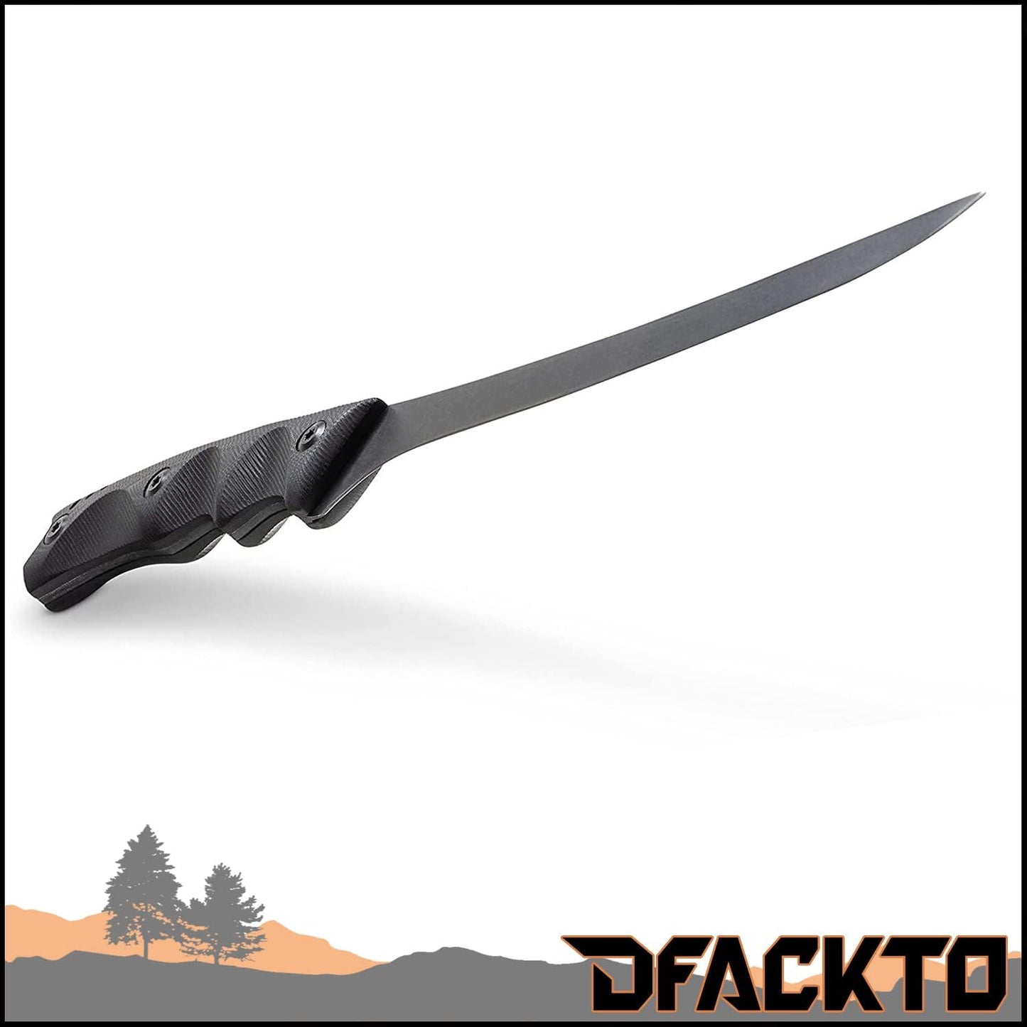 Interceptor 7.5 Inch Fillet Knife for Camping and Outdoor Kitchen, High Carbon Stainless Steel Black Knife