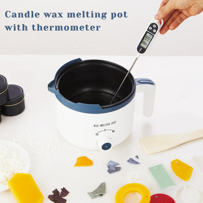 KQU Wax Melting Pot with Thermometer, Electric Wax Melter for Candle Making with Spout, Small Double Boiler Pot Set for Beginner Adults