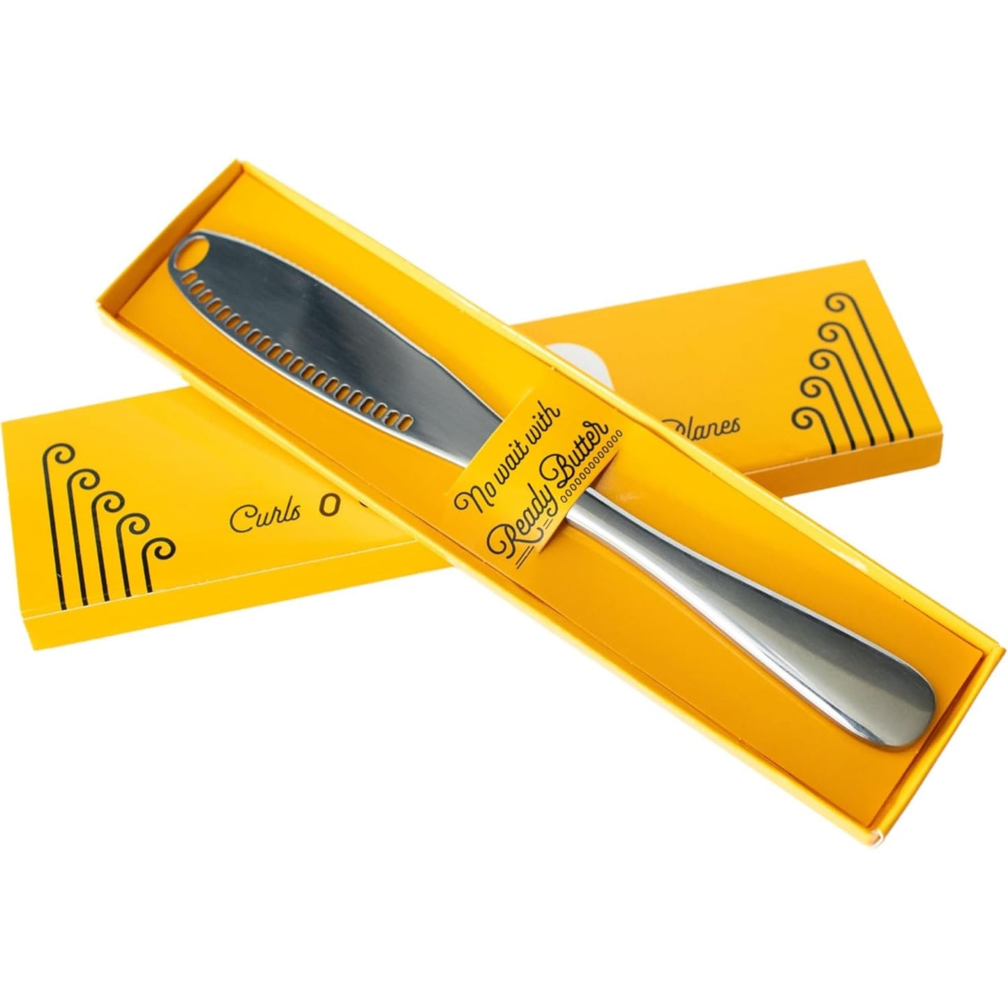 Houseify Ready Butter 3-in-1 Knife, Stainless Steel Serrated with Holes in Blade - Cold Butter Spreader, Curler & Micro Grater, Dishwasher Safe