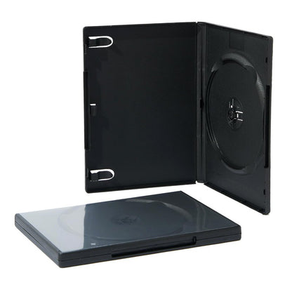 Maxtek 5 Pack Standard 14mm Black Signle Disc CD, DVD, Blu-Ray Disc Cases with Outter Clear Sleeve
