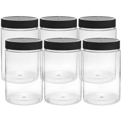 Vumdua 27 Ounce Plastic Jars with Lids, 6 Pack Food Storage Containers Airtight, Clear Containers for Organizing