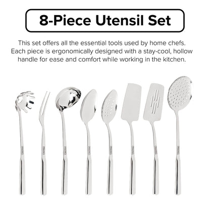 Viking Culinary 3-Ply Stainless Steel Hammered Copper Clad Cookware Set, 10 Piece, Oven Safe & Culinary 304 Stainless Steel Kitchen Utensil Set, Ergonomic Stay-Cool Handles