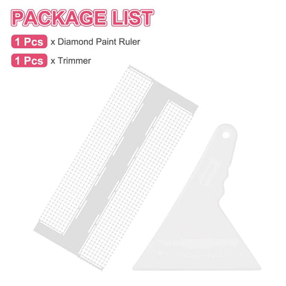 MECCANIXITY Diamond Paint Ruler Kit, Stainless Steel Drawing Ruler with 800 Blank Grids Diamond Mesh Round Dot Drill Alignment Tools for DIY Art Paints Crafts (6.1 x 2.68inch, #140/#141)