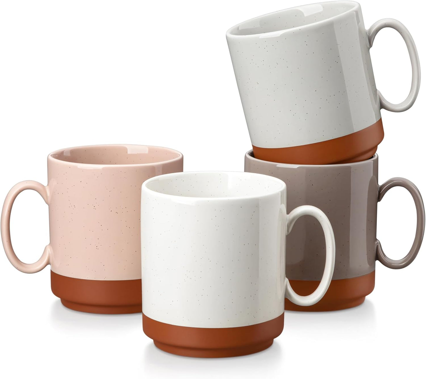 12oz Set 4, MALACASA Ceramic Coffee Mugs of Stackable Coffee Cups with Straight-Sided Design, Mugs for Coffee, Latte