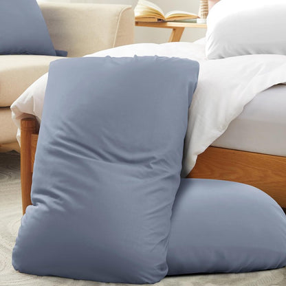 Horbaunal 2 Pack Microfiber Pillow Cases, Silver Grey Travel Elastic Band Bed Pillowcases, 1800 Thread Count Soft Pillow Covers for Standard & Queen Size, 20 x 26 Inches