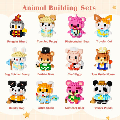 HIGH GODO 12 Pack Animal Party Favors Building Sets, Animals Micro Building Blocks Decor Model Kits, Goodie Bags Stuffers, Classroom Small Prize Toys Gifts for Adults Teens Age 14+