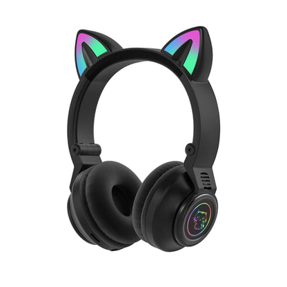 YUSONIC Cat Ear Bluetooth Headphones,Toddlers Kids Wireless Headphones for Boys Girls Amazon Fire Tablet/Laptop/Pad/School (Black)