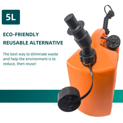 Fuel Container with Spill Proof Smart Control Spout with Bonus Spout Extender, Fuel Can 5 L + 2.5 L Oil 0000 881 0113 00008810113 With Two tool carriers for Shtil Chainsaw – Orange
