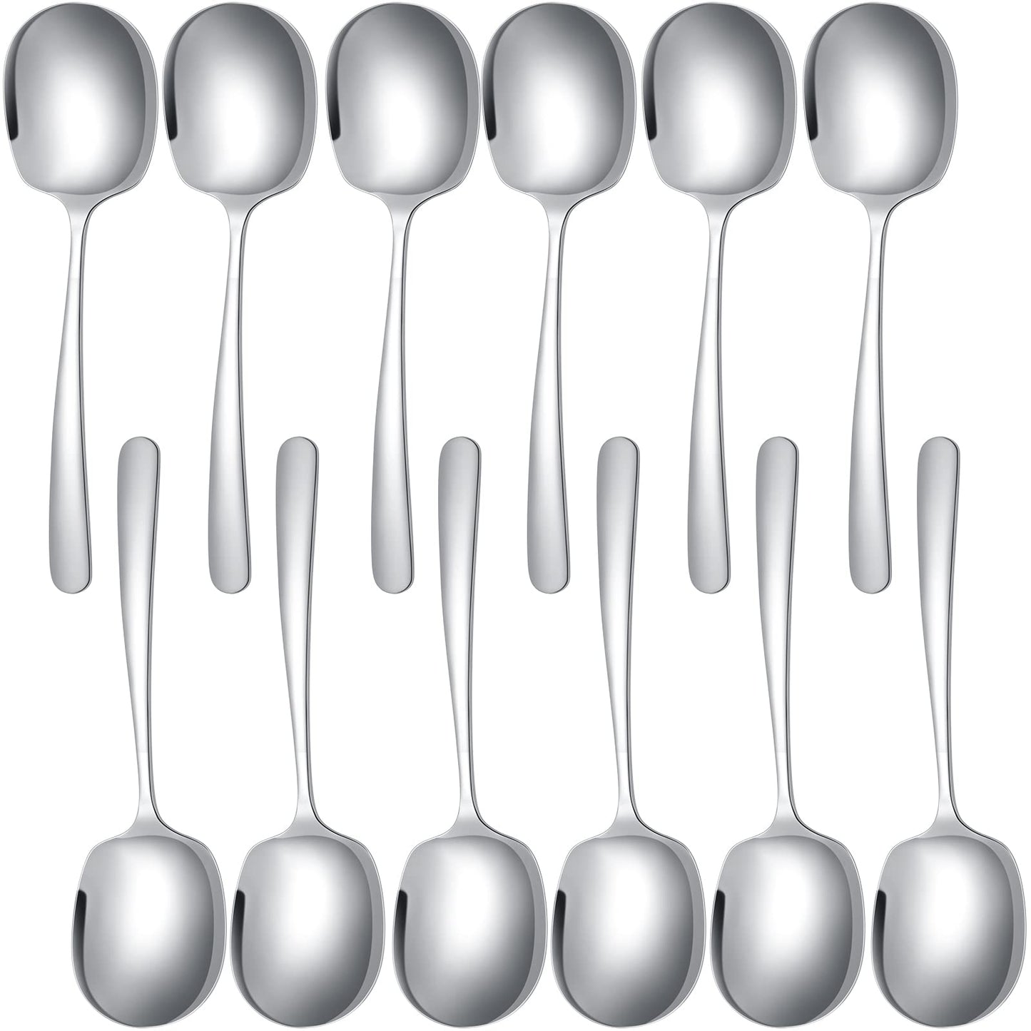 Mimorou 12 Pcs Stainless Steel Serving Spoons Set for Buffet 8.3 Inches Large Serving Utensils Dishwasher Safe Metal Polished Buffet Spoons for Food Cooking Catering Kitchen Banquet Restaurant Gifts