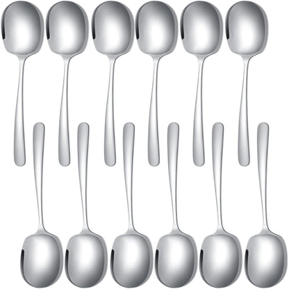 Mimorou 12 Pcs Stainless Steel Serving Spoons Set for Buffet 8.3 Inches Large Serving Utensils Dishwasher Safe Metal Polished Buffet Spoons for Food Cooking Catering Kitchen Banquet Restaurant Gifts