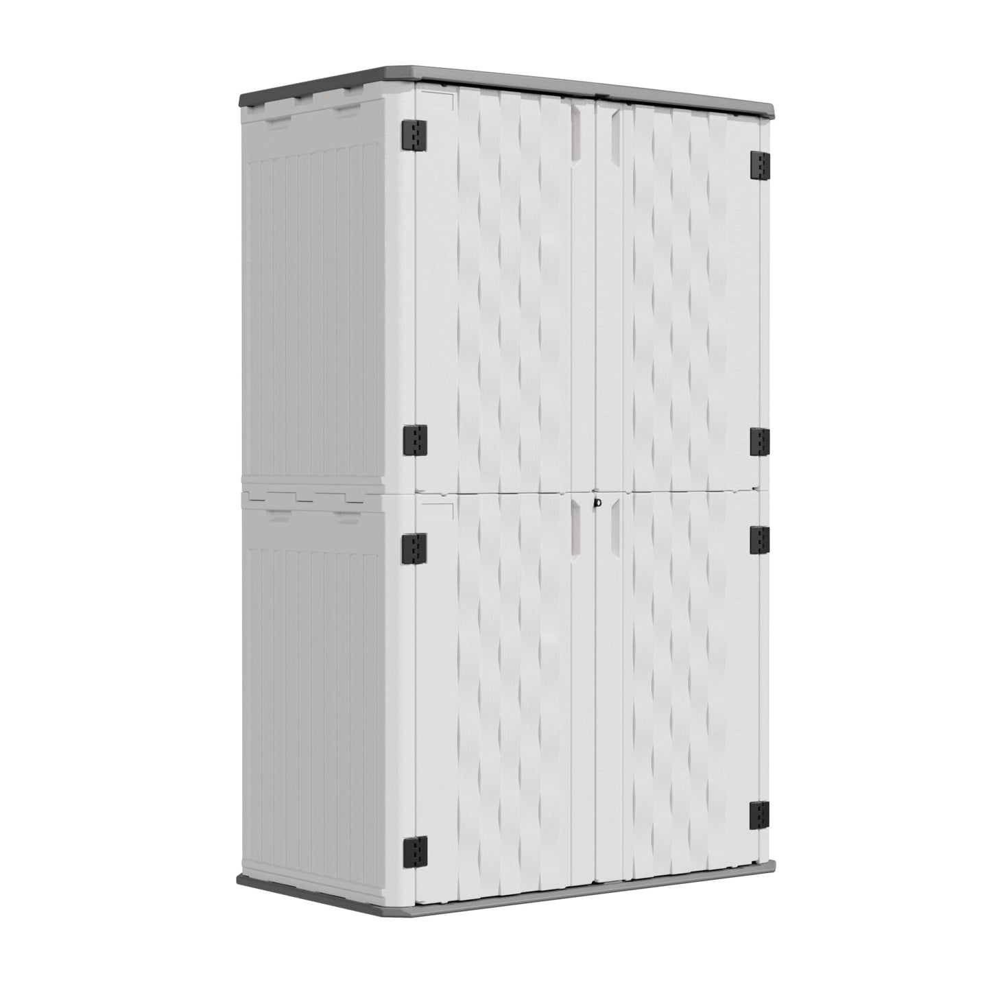 UDPATIO 67 Cu.Ft Resin Outdoor Storage Shed, Patio Plastic Vertical Sheds with Floor, Waterproof Bin Shed Horizontal Storage Cabinet for Patio, Backyards, Garden, Pool, Tool Shed