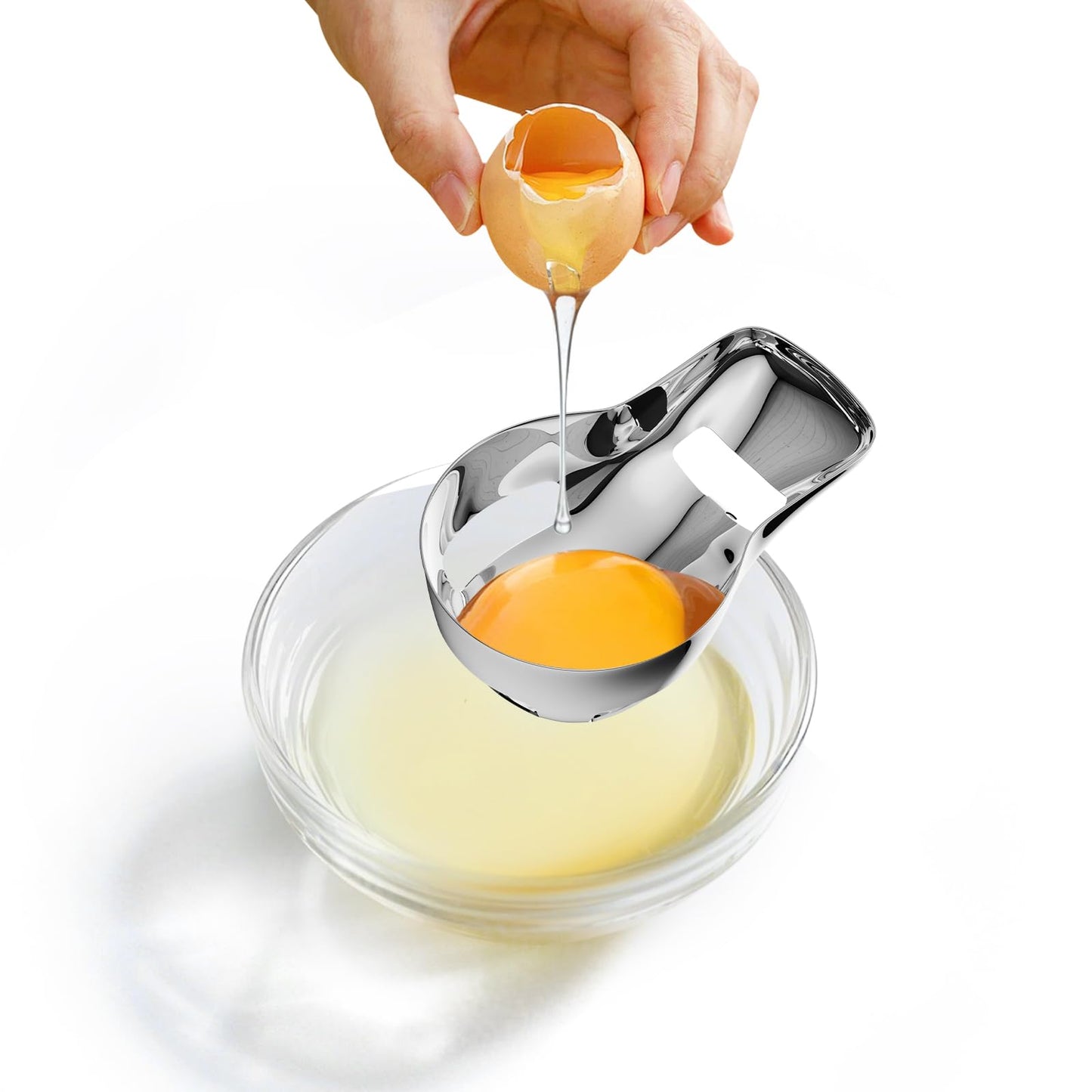 Sretanj Egg Yolk Separator，Egg Separator for Raw Eggs,Food Grade Stainless Steel Egg Yolk White Separator, Kitchen Baking Gadgets
