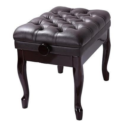 Leather Piano Bench Adjustable Deluxe Piano Bench Solid Wood Piano Stool with Pu Thickened Cushion Artist Concert Piano Bench,Height: 47~57 Cm/K Walnut Brown