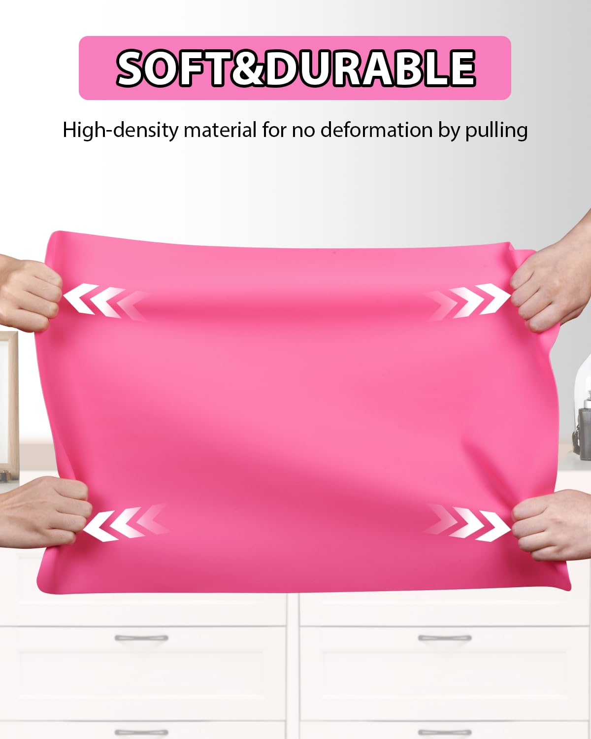 Silicone Mat Large, IKOCO 23.6"x15.7" Silicone Craft Mat for Playdough and Nonstick Resin Molds Sheets for Crafts, Paint, Clay, Blue and Rose Red