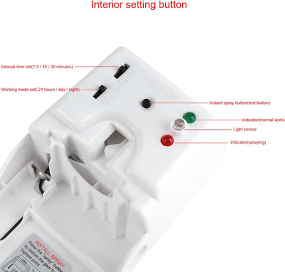 AYNEFY Automatic Air Freshener Aerosol Spray Dispenser with Light Sensor for Indoor Wall Mounted Household Appliances
