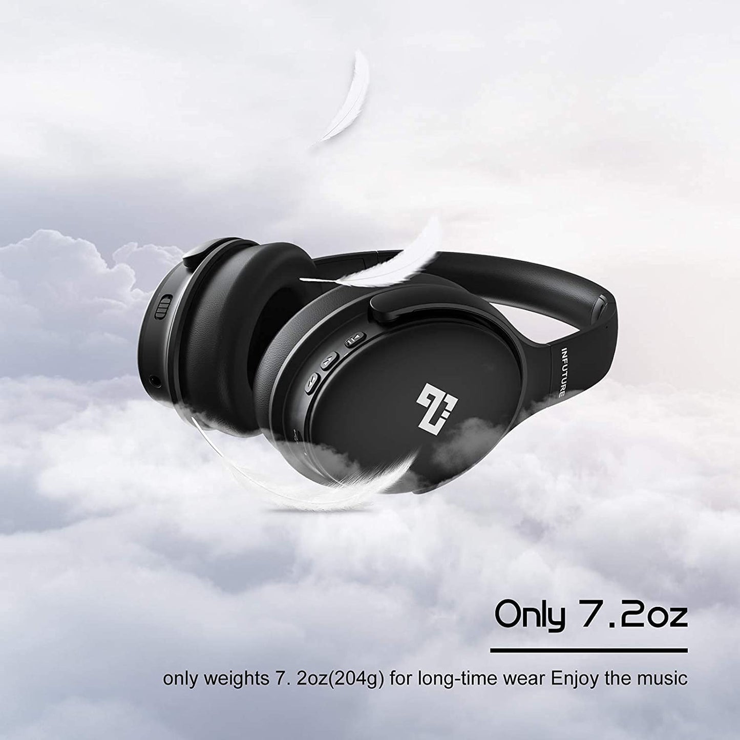 INFURTURE Over Ear Headphones Active Noise Cancelling Headphones, H1 Wireless Bluetooth Headset, Deep Bass Headset, Low Latency, 90H Playtime, Foldable Headphone for Sport Running Cool Gadgets Gift