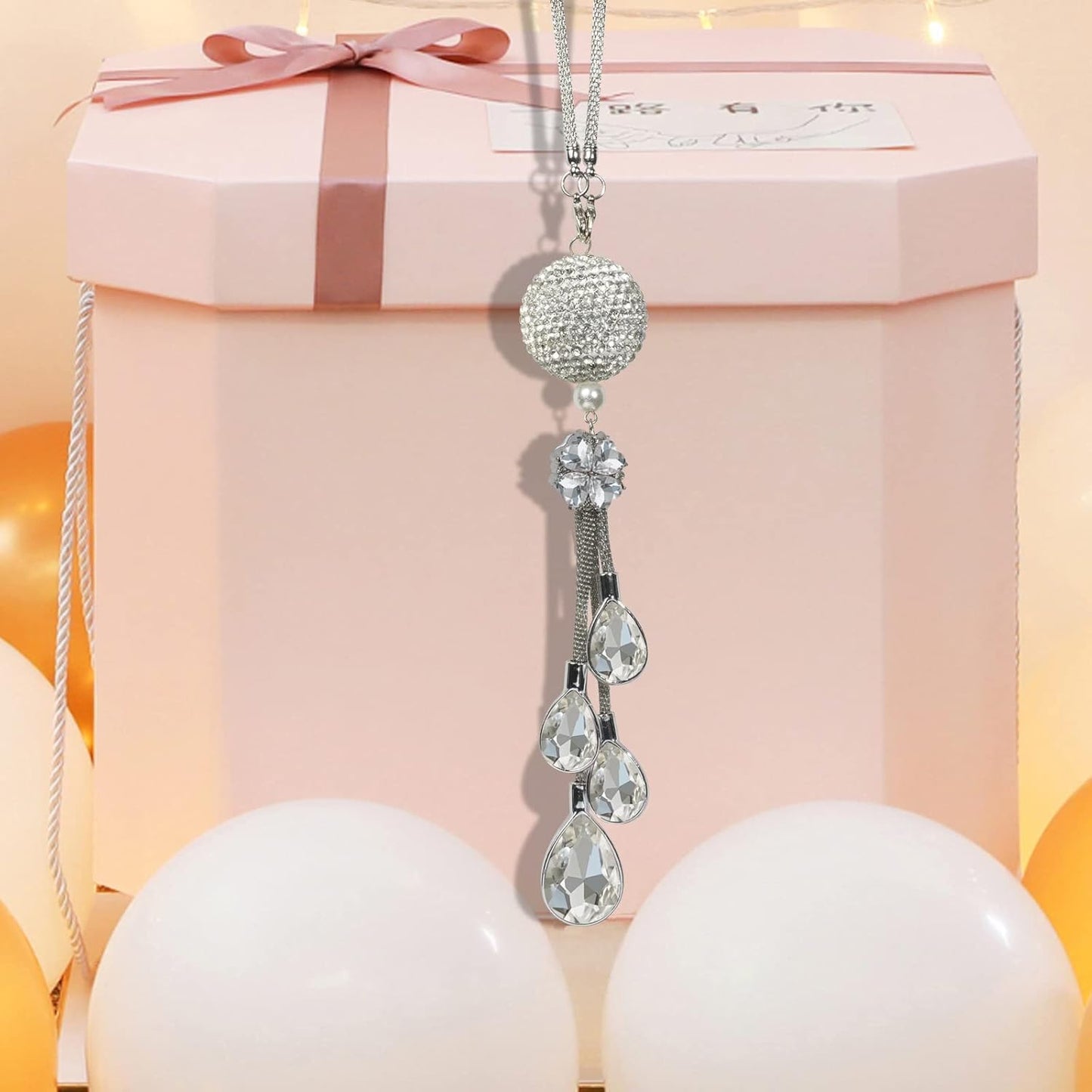 Bling Car Accessories for Women and Men - Cute Decor, Lucky Crystal Sun Catcher Ornament, Rear View Mirror Ball Charm