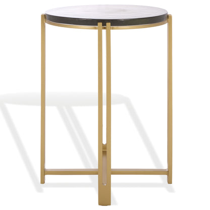 SAFAVIEH Couture Collection - Levitt Cast Glass Top Accent Table, Sculptural Modern Side Table, Brass Finish Base, Fully Assembled (SFV7916A)