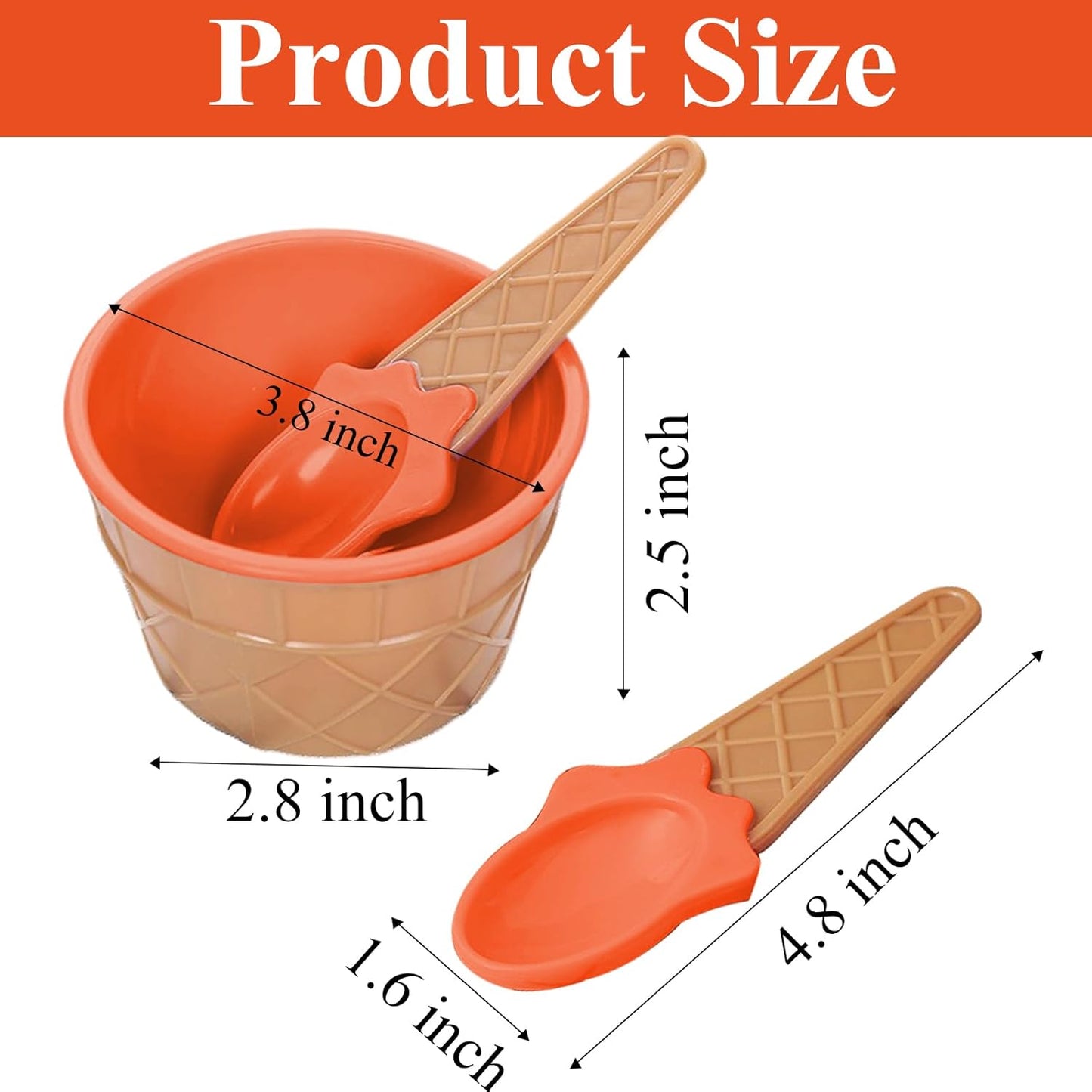 20 Pack Summer RICHSC-PAN Ice Cream Bowls, Cartoon Candy Color Ice Sundae Cups with Spoon. Multi-Color Reusable