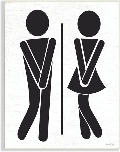 Stupell Industries Bathroom Sign Genders Got to Go Stance Figures Wall Plaque, Designed by Lettered and Lined, 10 x 15,