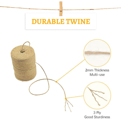 10 PCS Twine String Bulk 6000 Feet Long, 2mm Thin Jute Twine for Crafts, Hemp Rope Wrapping, Packing Gardening, Crochet Knitting Macrame Decor, 600 Feet Each Roll