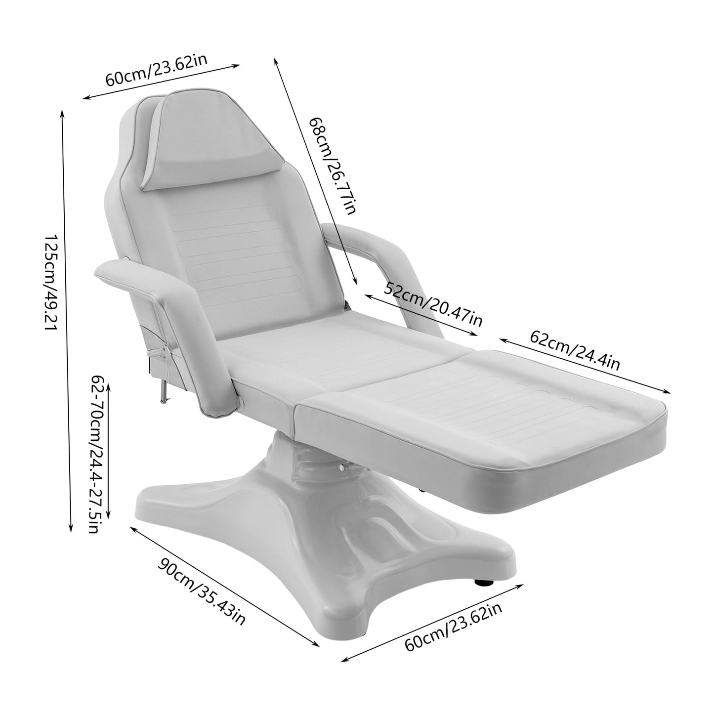 NIENIEE Hydraulic Adjustable Tattoo Chair, 441lbs Capacity 360° Rotation Multi-Purpose Facial Bed for Spa, Beauty Salon and Clinic