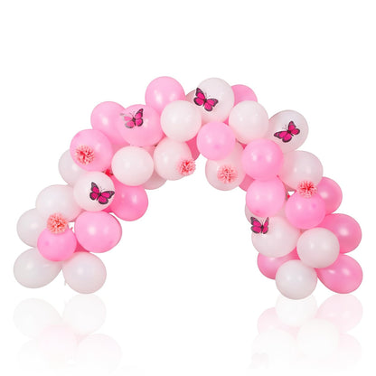 Gejoy 117 Pcs Memorial Grave Decorations for Mom Mini Balloon Arch Kit Artificial Cemetery Flowers Butterflies for Loss of Mother Father Veterans Gravestone Graveyard Outdoor(Pink, White)