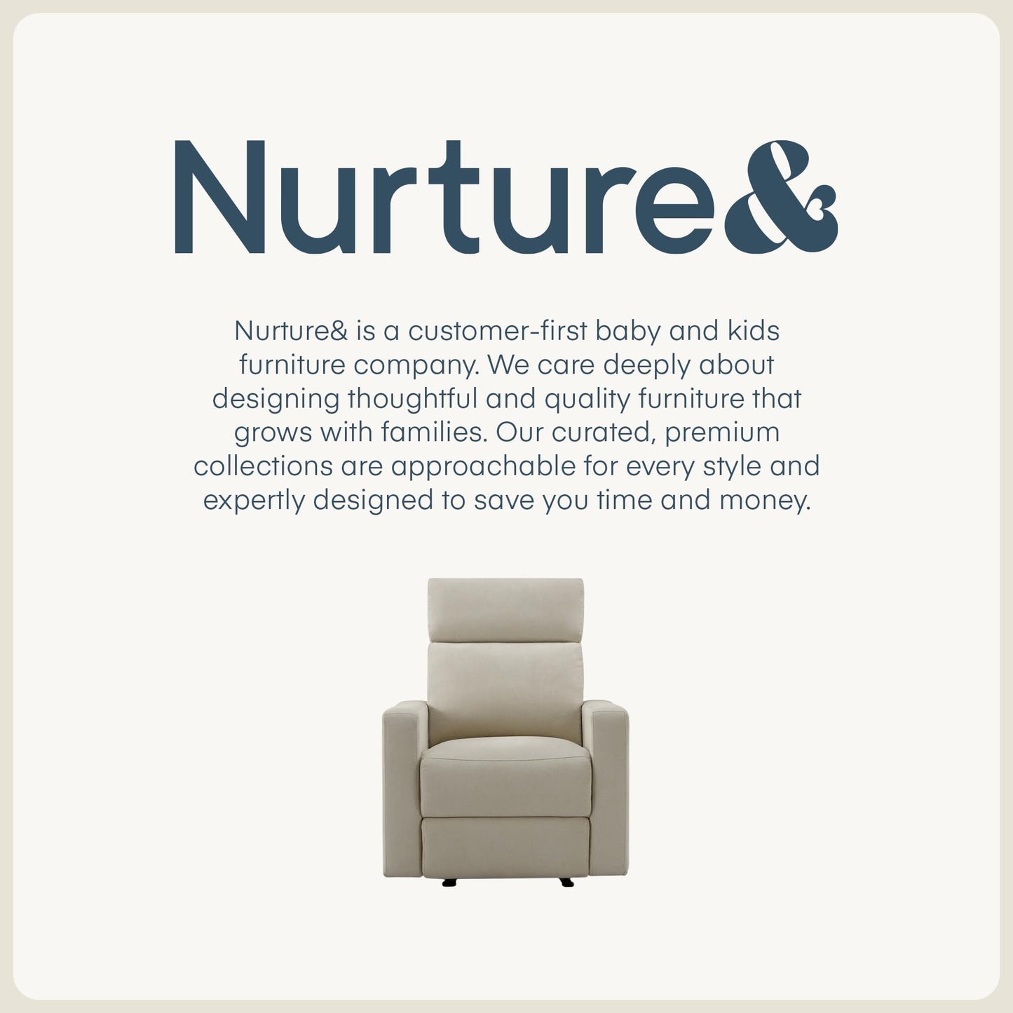 Nurture& The Glider Premium Power Recliner Nursery Glider Chair with Adjustable Head Support | Designed with a Thoughtful Combination of Function and Comfort | Built-in USB Charger (Ivory)