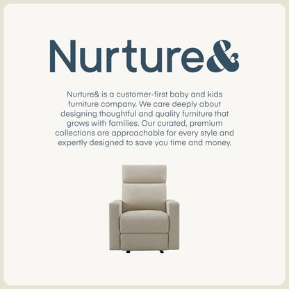 Nurture& The Glider Premium Power Recliner Nursery Glider Chair with Adjustable Head Support | Designed with a Thoughtful Combination of Function and Comfort | Built-in USB Charger (Ivory)