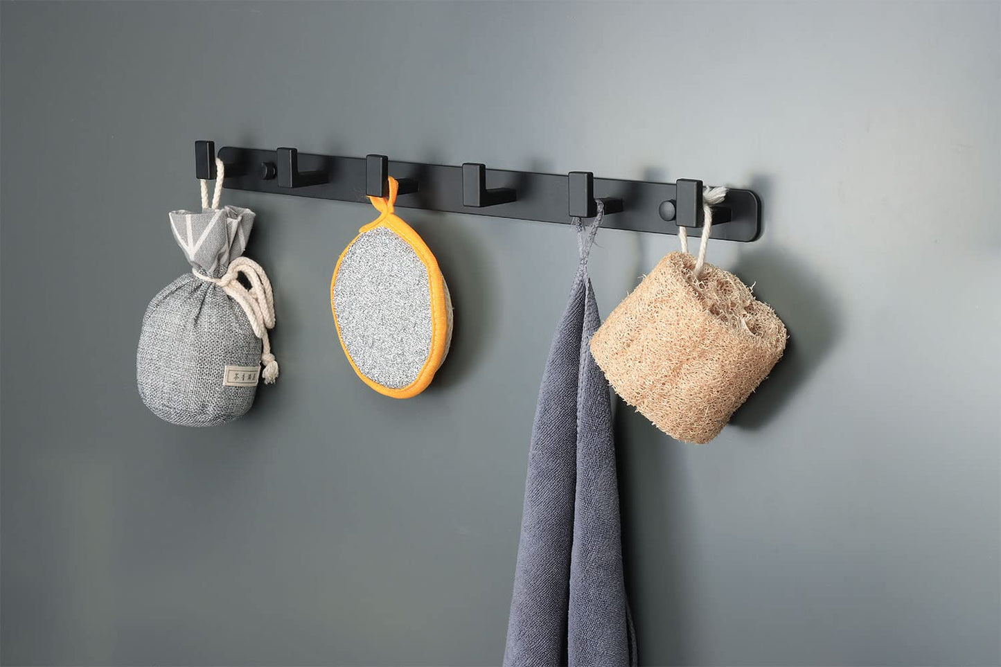 Vanloory Coat Rack, Heavy Duty Stainless Steel 6 Tri Coat Hook Hanger, Wall Mounted Storage Wall Hooks, Rustic Clothes Hook/Key Hook Rail for Bathroom Kitchen Entryway(6 Hook Black)