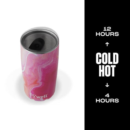 S'well Stainless Steel Tumbler with Slide-Open Lid, 18oz, Rose Agate, Triple Layered Vacuum Insulated Containers Keeps Drinks Cold for 12 Hours and Hot for 4, BPA Free
