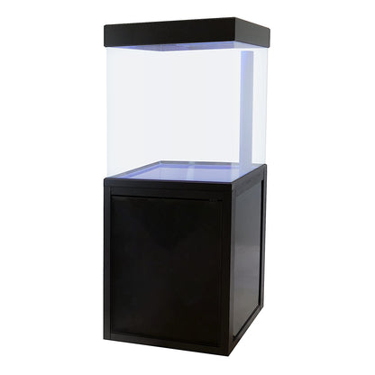 JAJALE 40 Gallon Glass Aquarium with Aluminum Cabinet - Including Sump for Filtration and Circulation, Plumbing, LED, Black