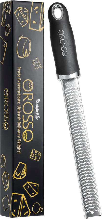 OROSSO Grater, Lemon Zester Cheese Grater, Cheese Shavings, Parme Cheese, Ginger, Garlic, Zester Grater (black)