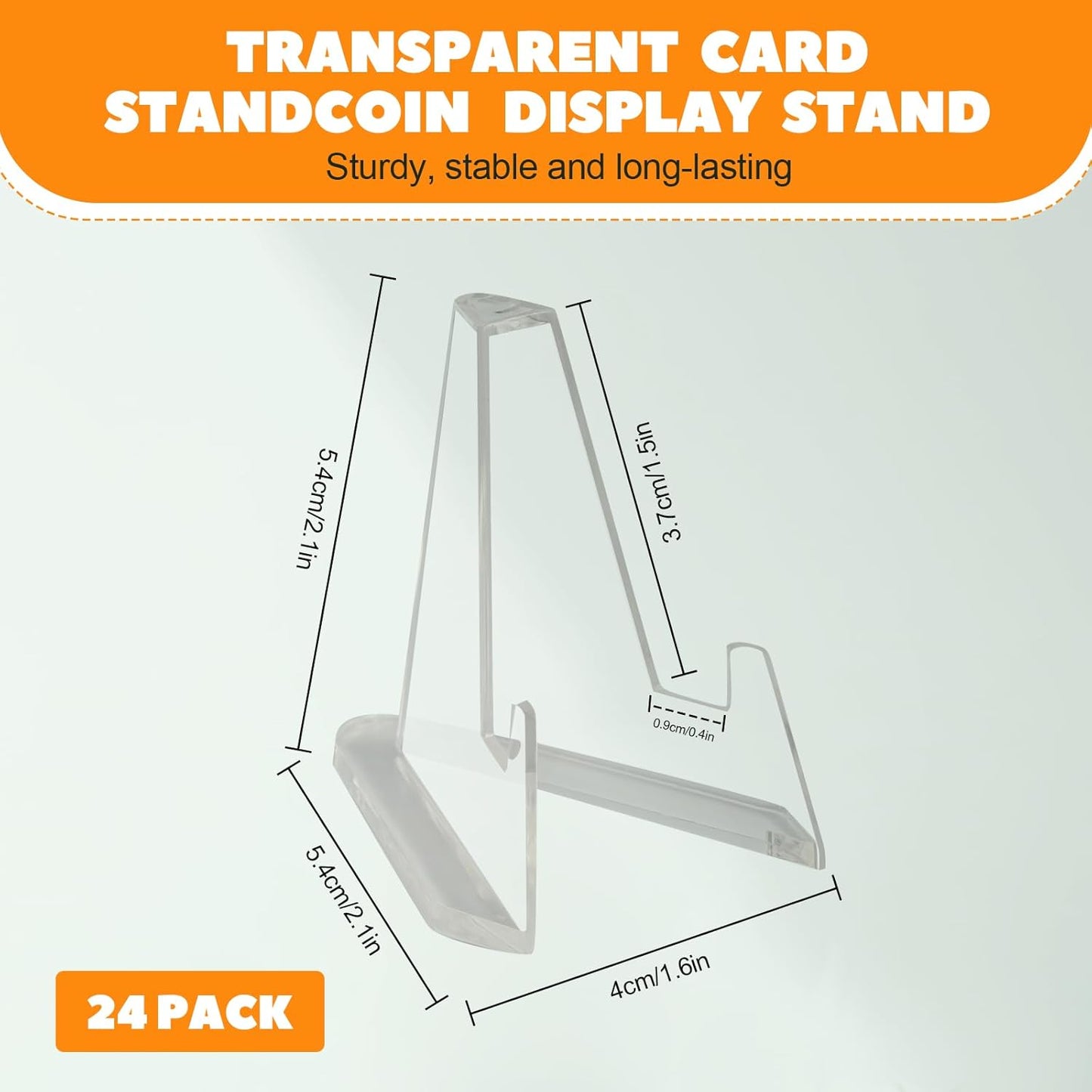 24 Pack Acrylic Coin Display Stand, Clear Mini Easel for Sport Cards, Baseball Cards, Challenge Medals