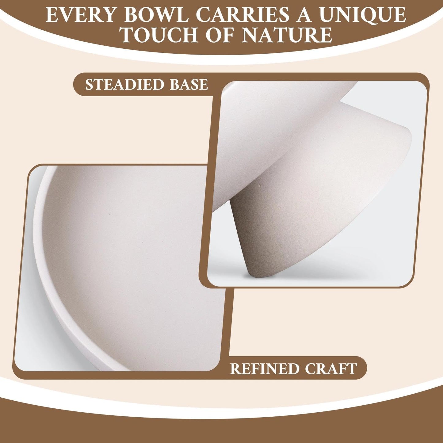 MAONAME Concrete Decorative Bowl, Large Fruit Bowl for Kitchen Countertop, White Pedestal Bowls for Home Decor, Handcrafted Key Bowls for Entry Table, 11.7"