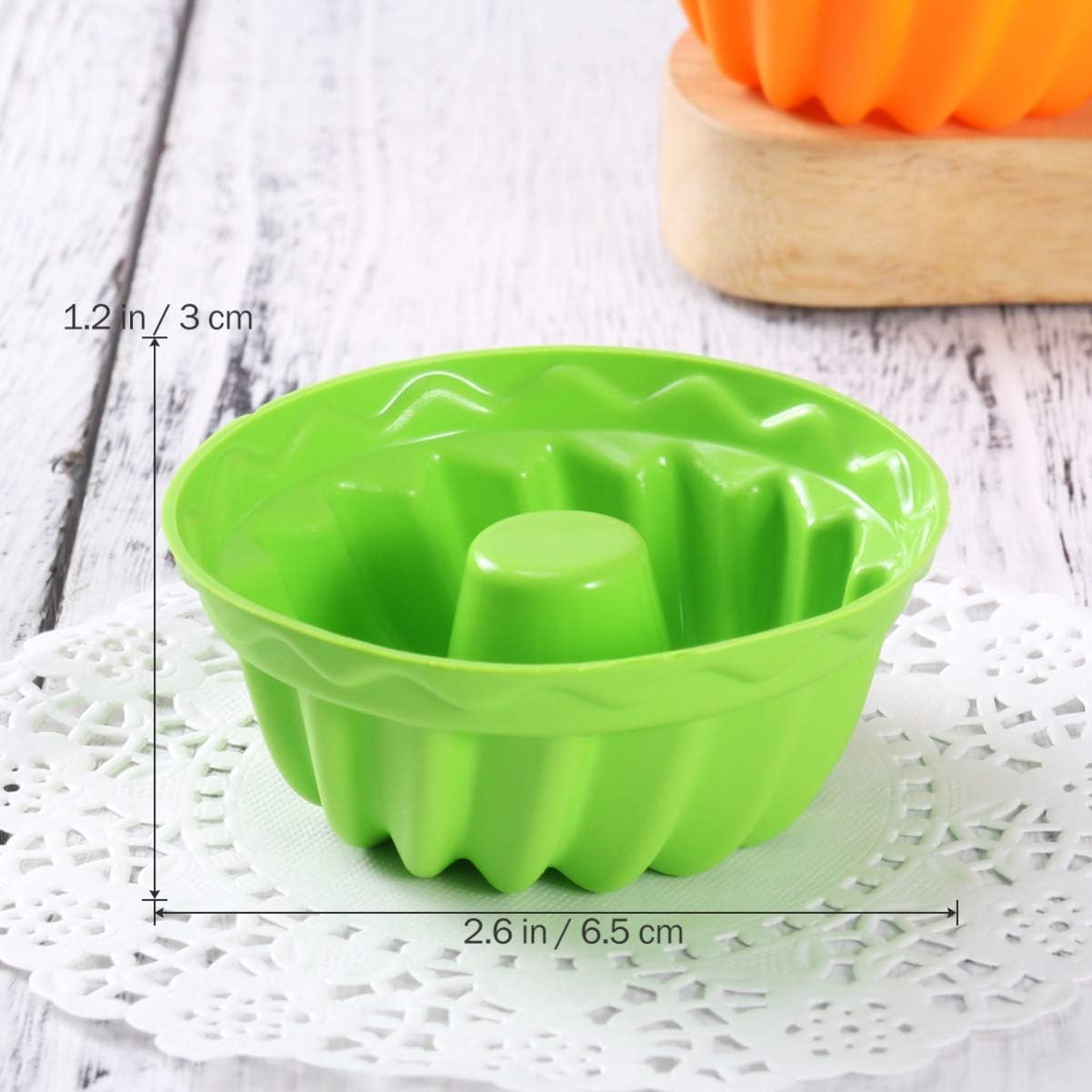12Pcs Non-Stick Silicone Fluted Cake Mould, Round Baking Pan for Cake, Gelatin, Mousse, Bread (2.55 x 2.55 x 1.18 Inch)