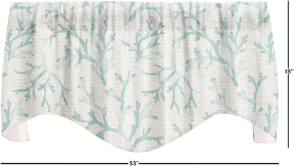 Turquoise Blue Valances for Windows, 53x18 Inches Cotton Curtains for Kitchen or Living Room Beach Coastal Decor