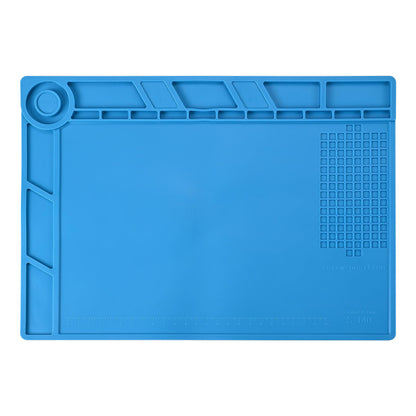 MMOBIEL Silicone Soldering & Repair Mat – Heat Resistant up to 932°F (500°C) – Non-Slip Magnetic Workbench Mat for Soldering, Electronics, Computer & DIY Projects (Blue, 14 x 10 inch (Magnetic))