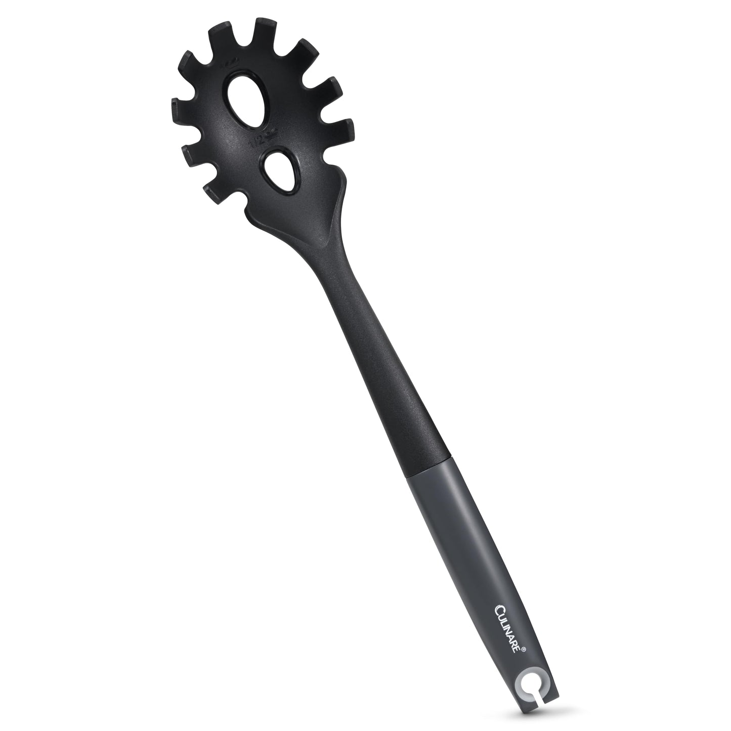 Culinare Spaghetti Spoon with Portion Measure, Heat Resistant Pasta Server Safe for Non Stick Cookware, Dishwasher Safe