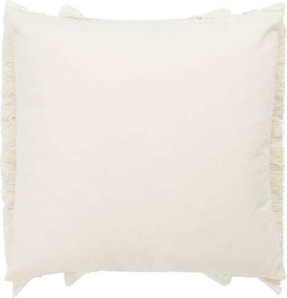 16-inch PLS7142A-1616 Safavieh Home Collection Grema Boho White Fringe Decorative Accent Pillow