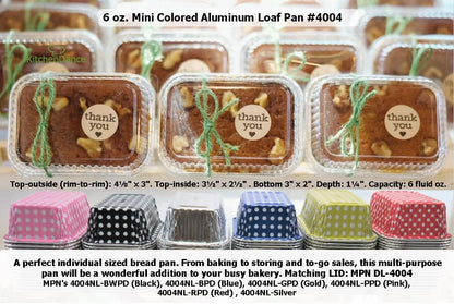 KitchenDance Disposable Aluminum Mini Loaf Pans with Lids - 6 Ounces Rectangular Individual Sized Baking Pans, 50 Count