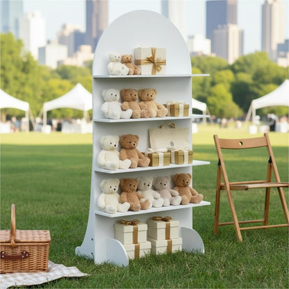 6FT Wooden Wedding Gift Display Arch, Original Design 4-Tier Party Favor, Cupcake & Drink Shelf Backdrop, Champagne Wall for Reception, Ceremony, Baby Shower & Birthday Parties, Easy Assembly