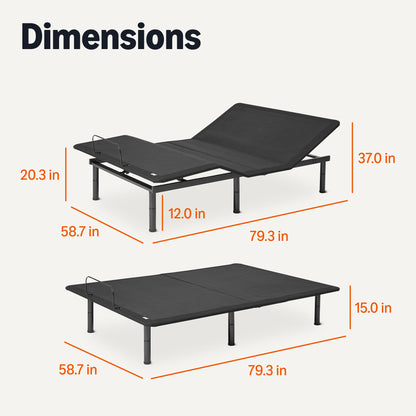 Amazon Basics Adjustable Metal Platform Bed Base with Wireless Remote Control, Queen