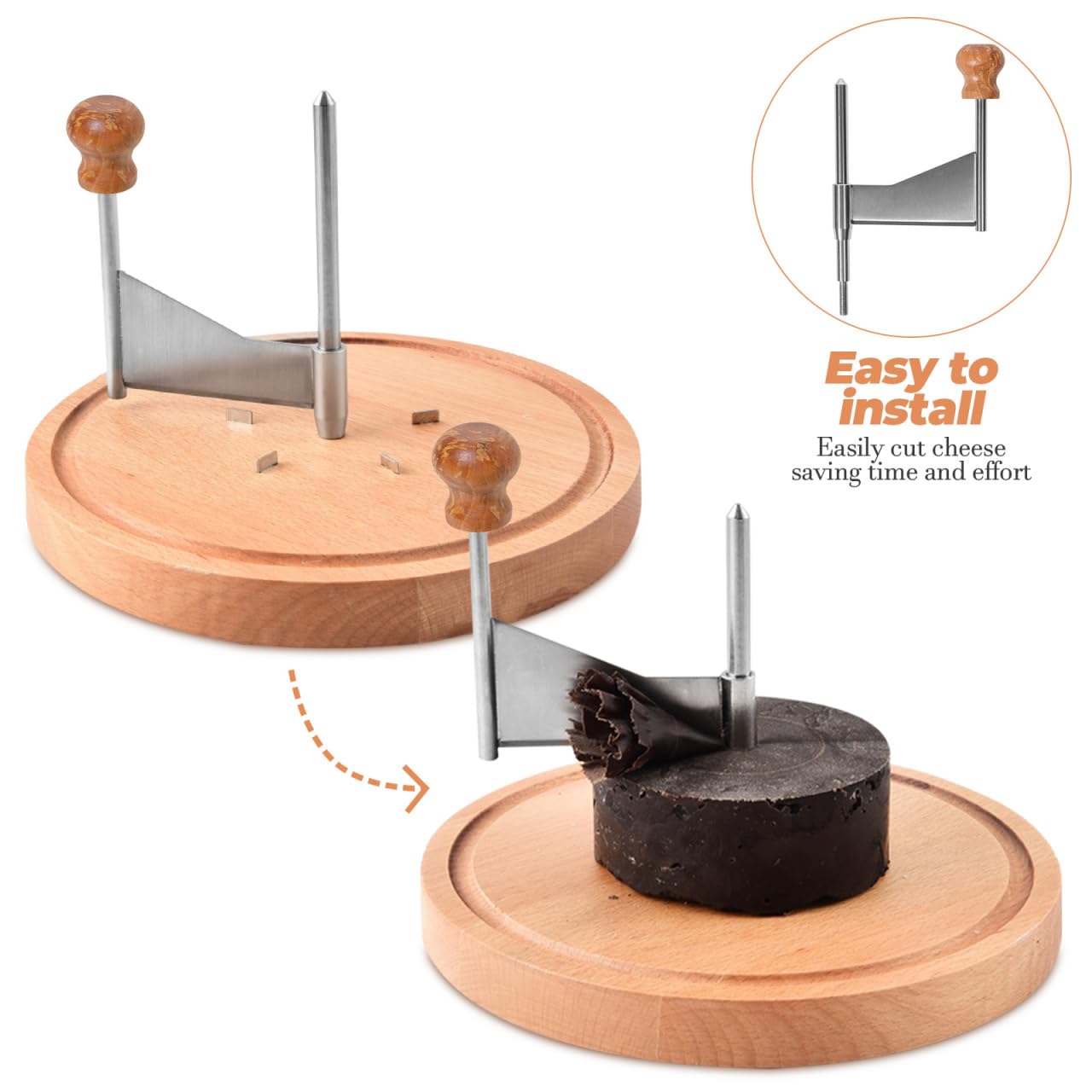 Homoyoyo Cheese Curler Wheel: Stainless Steel Cheese Butter Chocolate Shaver to Create Beautiful Rose-Shaped Cuts Revealing Its Rich Flavor for Restaurants, Cafes, Dessert Shops, Home (Slicer Only)