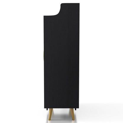 24/7 Shop at Home Ansel Mid-Century Modern 2-Door Storage Wood 32 in. Shoe Cabinet with Adjustable Shelves for Entryway, Hallway, Black